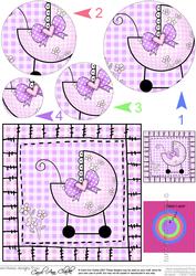 Baby Girl Pram Circle Pyramage Topper