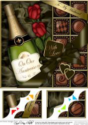 8x8 Husband Anniversary Champers, Chocs N Roses Scalloped To