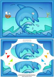 A5 Cute Dolphin Scallop Corners and Pyramage