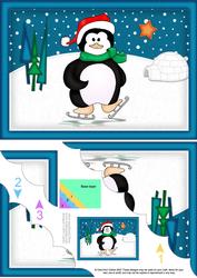 A5 Xmas Penguin Scallop Corner Side Stacker
