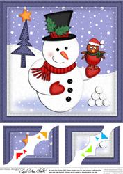 8 x 8 Xmas Snowman Scalloped Corner Topper