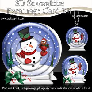3D Xmas Snowman Snowglobe Circle Pyramage Card Kit