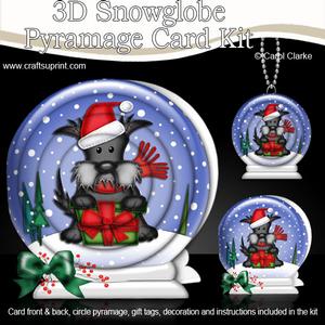3D Xmas Scottie Dog Snowglobe Circle Pyramage Card Kit