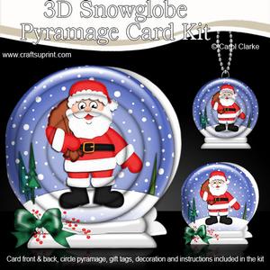 3D Xmas Santa Snowglobe Circle Pyramage Card Kit