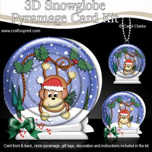 3D Xmas Chunky Monkey Snowglobe Circle Pyramage Card Kit