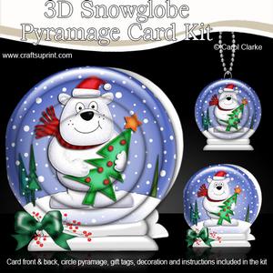 3D Xmas Ben Polar Bear Snowglobe Circle Pyramage Card Kit