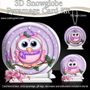 3D Xmas Little Hoot Snowglobe Circle Pyramage Card Kit