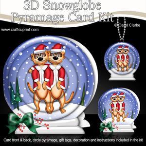 3D Xmas Meerkats Snowglobe Circle Pyramage Card Kit