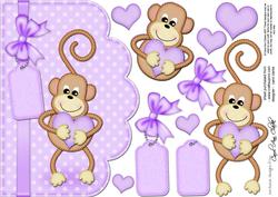 A5 Chunky Monkey Felties Scalloped Edge N 3D Decoupage