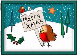 A4 Xmas Robins Felties Card Topper