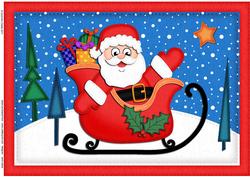 A4 Xmas Santa N Sleigh Felties Card Topper
