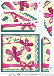 Birthday Flowers N Lace Fan Pyramage Topper