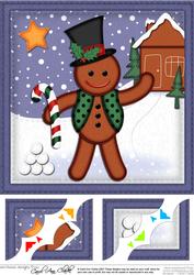 8 x 8 Xmas Gingerbread Man Scalloped Corner Topper