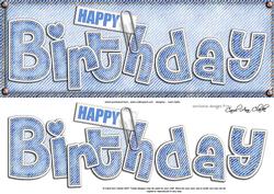 Large Dl Happy Birthday Denim Felties Quick Card N 3D Decoup