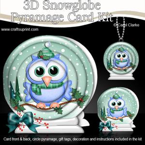 3D Xmas Little Hoot Snowglobe Circle Pyramage Card Kit