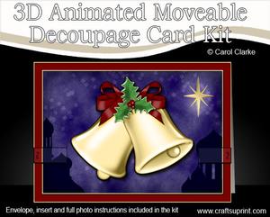 3D Christmas Bells Animated Moveable Decoupage Card Kit