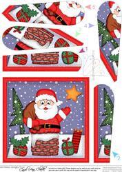 Xmas Santa Got Stuck Fan Pyramage Topper