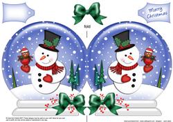 Xmas Snowman Snow Globe Shaped Card