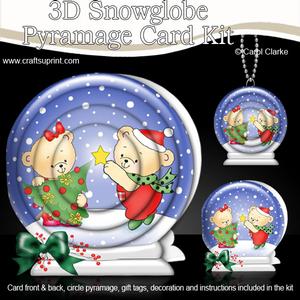 3D Xmas Robert N Rosie Snowglobe Circle Pyramage Card Kit