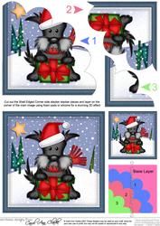Xmas Hamish Scottie Dog Shell Edged Corner Side Stacker