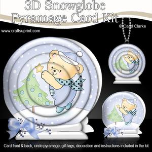 3D Xmas Robert's Tree Snowglobe Circle Pyramage Card Kit