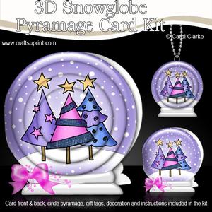 3D Xmas Funky Trees Snowglobe Circle Pyramage Card Kit