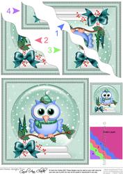 Xmas Little Hoot Snowglobe Wavy Corner Side Stacker Topper