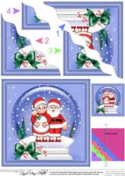 Mr and Mrs Claus Snowglobe Wavy Corner Side Stacker Topper