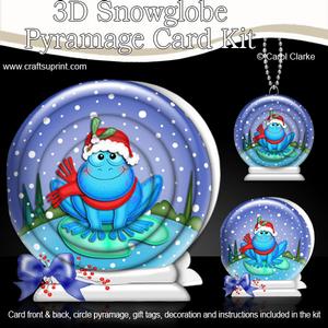 3D Xmas Freddy Frog Snowglobe Circle Pyramage Card Kit