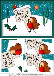 A5 Xmas Robins Pyramage Topper