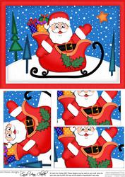A5 Xmas Santa and Sleigh Pyramage Topper