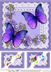 8 x 8 Butterflies Flowers N Lace Scalloped Corner Topper