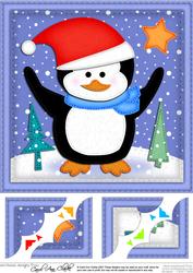 8 x 8 Xmas Penguin Scalloped Corner Topper
