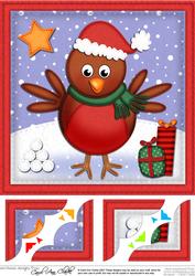 8 x 8 Xmas Robin Scalloped Corner Topper