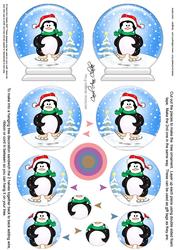 3D Xmas Skating Penguin Snow Globe Shaped Tree Decoration