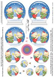 3D Xmas Teddies Xmas Tree Snow Globe Shaped Tree Decoration