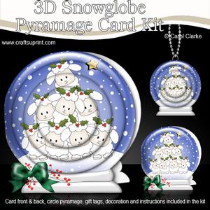 3D Xmas Cute Sheep Tree Snowglobe Circle Pyramage Card Kit