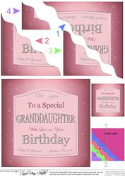 Granddaughter Birthday Pink Champers Label Wavy Corner