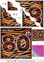 Funky Fun Zebra Print 80th Birthday Wavy Corner Side Stacker