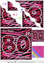 Funky Fun Zebra Print 80th Birthday Wavy Corner Side Stacker