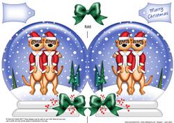 Xmas Meerkats Snow Globe Shaped Card
