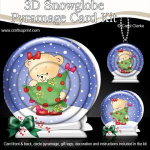 3D Xmas Rosie's Xmas Tree Snowglobe Circle Pyramage Card Kit