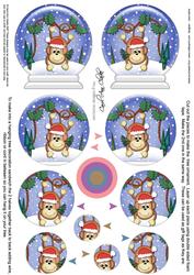 3D Xmas Chunky Monkey Snow Globe Shaped Tree Decoration