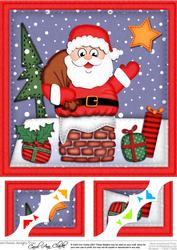 8 x 8 Xmas Santa Got Stuck Scalloped Corner Topper