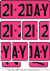 21st Birthday Fun Novelty Number Plate with Side Stacker Top