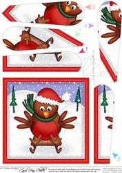 Xmas Robin Fan Pyramage Topper