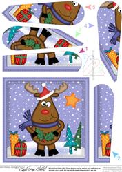 Xmas Rudolph Fan Pyramage Topper