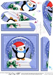 Xmas Peter Penguin Snowglobe Fan Pyramage Topper