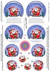 3D Xmas Santa and Sleigh Snow Globe Shaped Tree Decoration