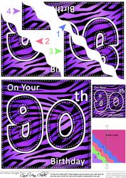 Funky Fun Zebra Print 90th Birthday Wavy Corner Side Stacker